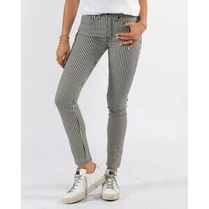 Nili Lotan Striped Mid-Rise Straight Leg Jeans - Size 25 - Made in USA
